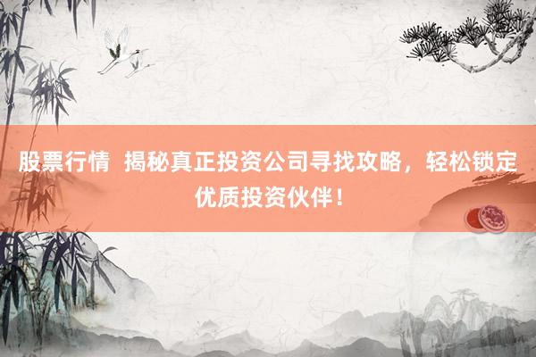 股票行情  揭秘真正投资公司寻找攻略，轻松锁定优质投资伙伴！