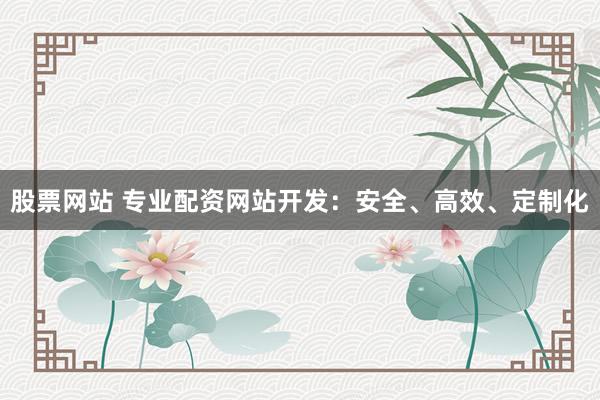 股票网站 专业配资网站开发：安全、高效、定制化