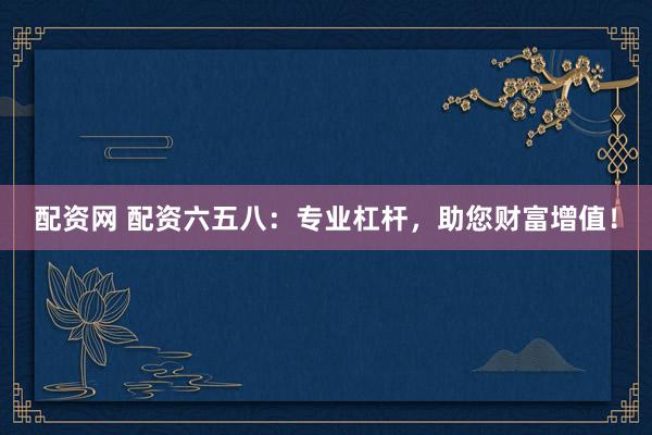 配资网 配资六五八：专业杠杆，助您财富增值！