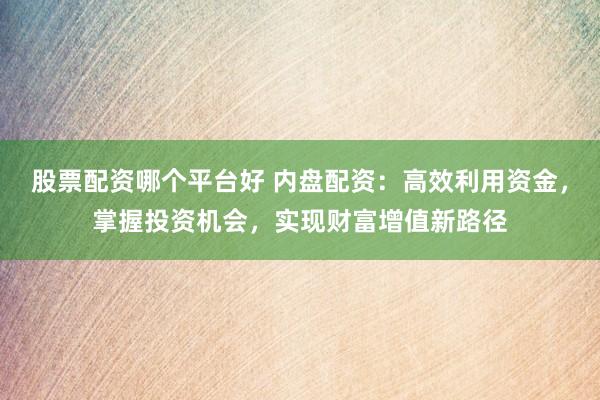 股票配资哪个平台好 内盘配资：高效利用资金，掌握投资机会，实现财富增值新路径