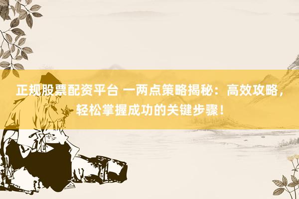 正规股票配资平台 一两点策略揭秘：高效攻略，轻松掌握成功的关键步骤！
