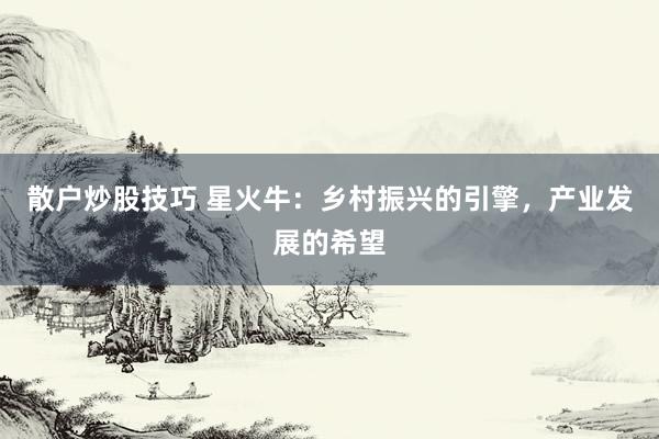 散户炒股技巧 星火牛：乡村振兴的引擎，产业发展的希望
