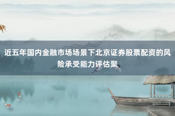 近五年国内金融市场场景下北京证券股票配资的风险承受能力评估聚