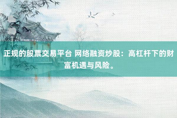 正规的股票交易平台 网络融资炒股：高杠杆下的财富机遇与风险。