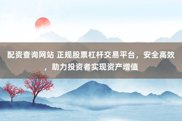 配资查询网站 正规股票杠杆交易平台，安全高效，助力投资者实现资产增值