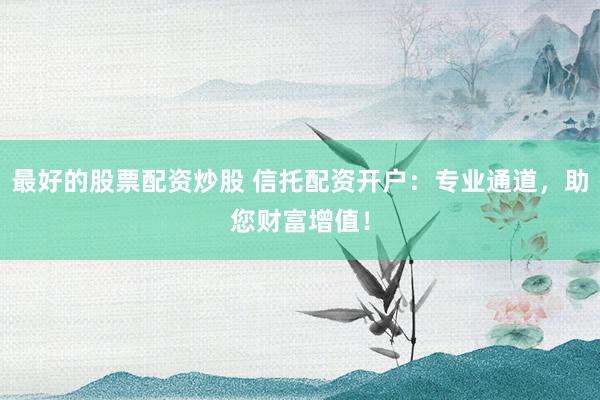 最好的股票配资炒股 信托配资开户:专业通道,助您财富增值!