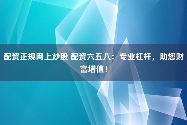 配资正规网上炒股 配资六五八：专业杠杆，助您财富增值！