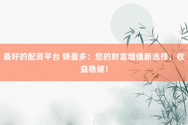 最好的配资平台 锦盈多：您的财富增值新选择，收益稳健！