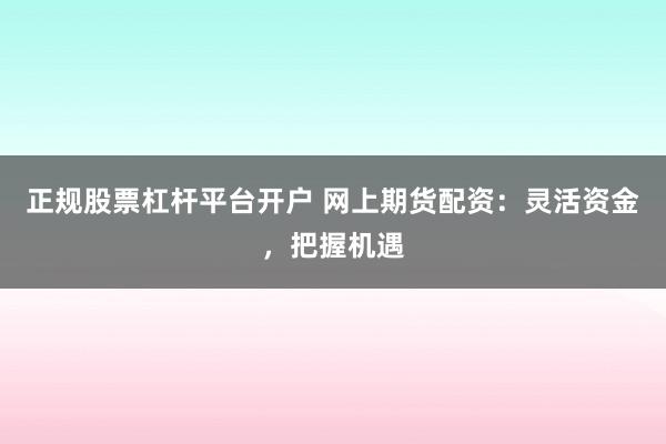 正规股票杠杆平台开户 网上期货配资：灵活资金，把握机遇