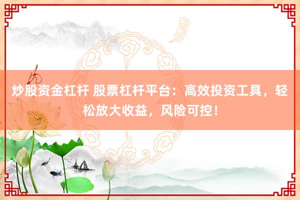 炒股资金杠杆 股票杠杆平台：高效投资工具，轻松放大收益，风险可控！